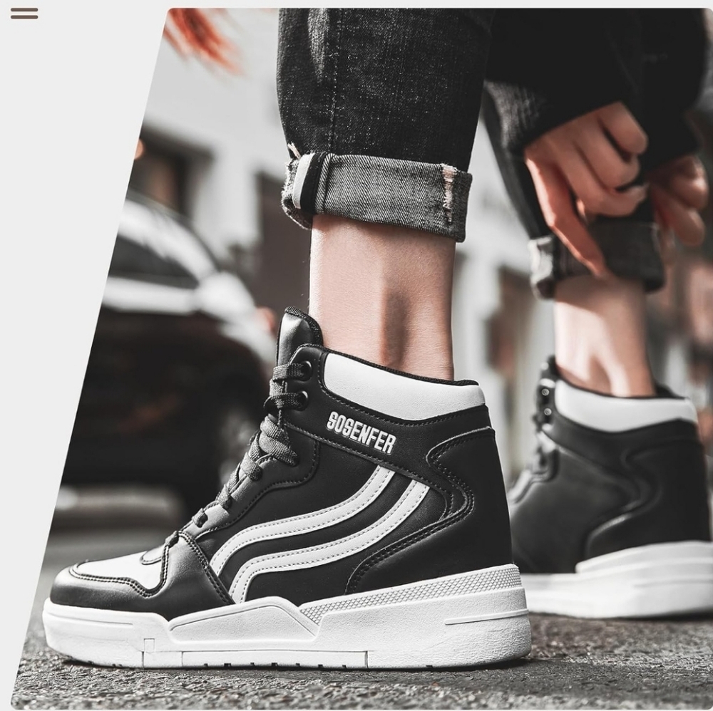 Sosenfer Womens Wedge Sneakers High Top Wedge Sneakers Hidden Heel Comfort Lace‎ - Picture 5 of 7